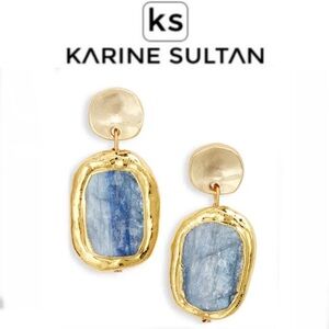 Karine Sultan Kyanite X Mini Coin Gold and Blue Earrings NWT 48$
